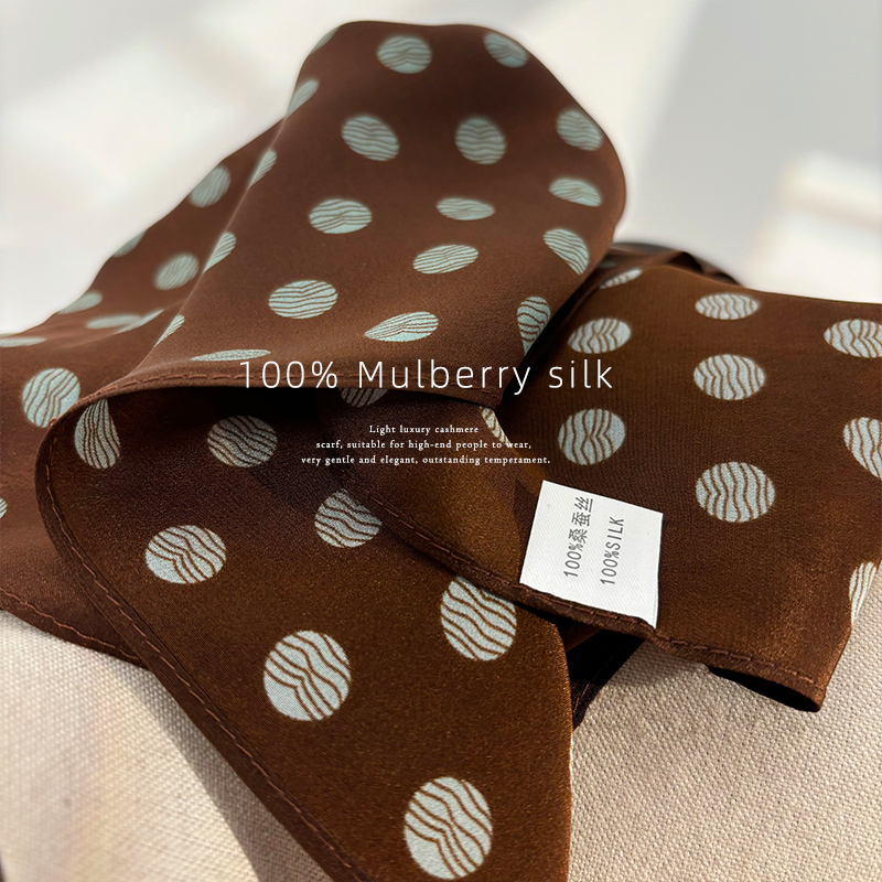100% Mulberry Silk Brown Polka - Women'S Retro Bags 评论和价格