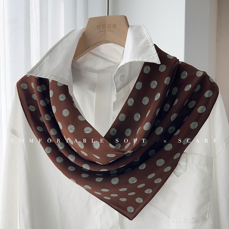 100% Mulberry Silk Brown Polka - Women'S Retro Bags 评论和价格