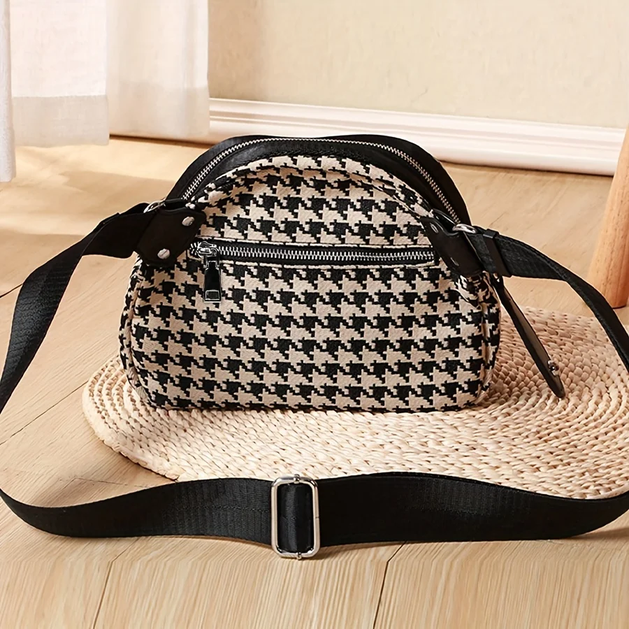 Versatile Houndstooth Canvas B - Women Bags Zip 评论和价格