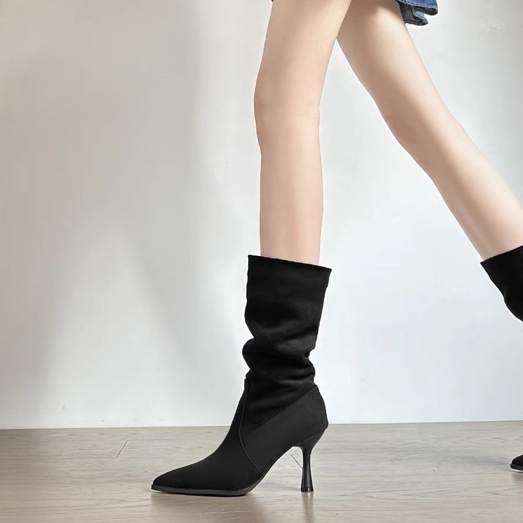 Cow Suede Mid-calf Modern Boot - Women Bags In Sale 评论和价格