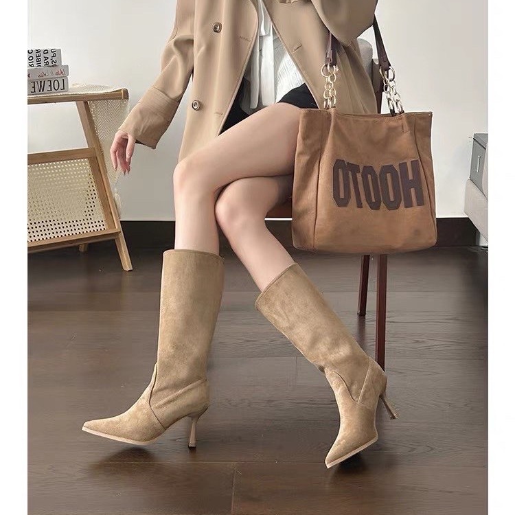 Cow Suede Mid-calf Modern Boot - Women Bags In Sale 评论和价格