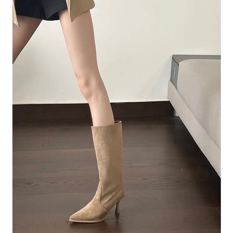 Cow Suede Mid-calf Modern Boot - Women Bags In Sale 评论和价格